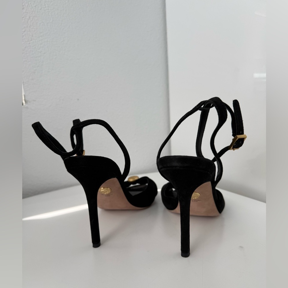 NWOT Veronica Beard Black Heels with Gold Detail size 7.5 - Picture 8 of 11
